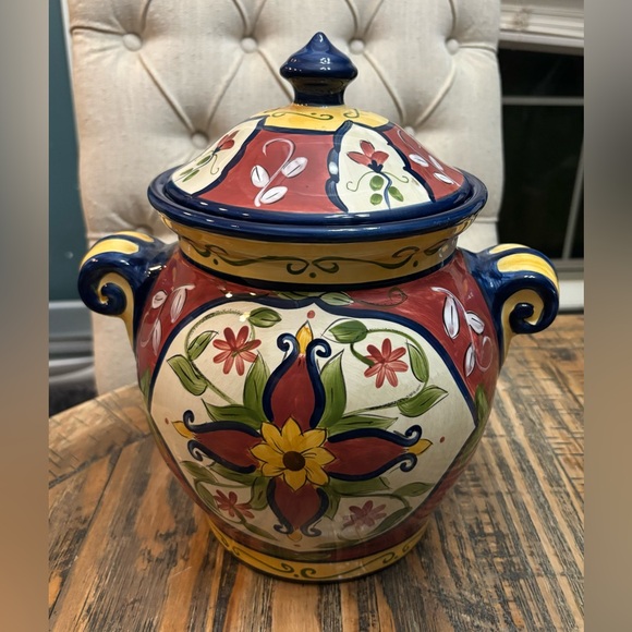 Pier 1 Vallarta Large Cookie Jar Canister With Handles - Picture 13 of 13